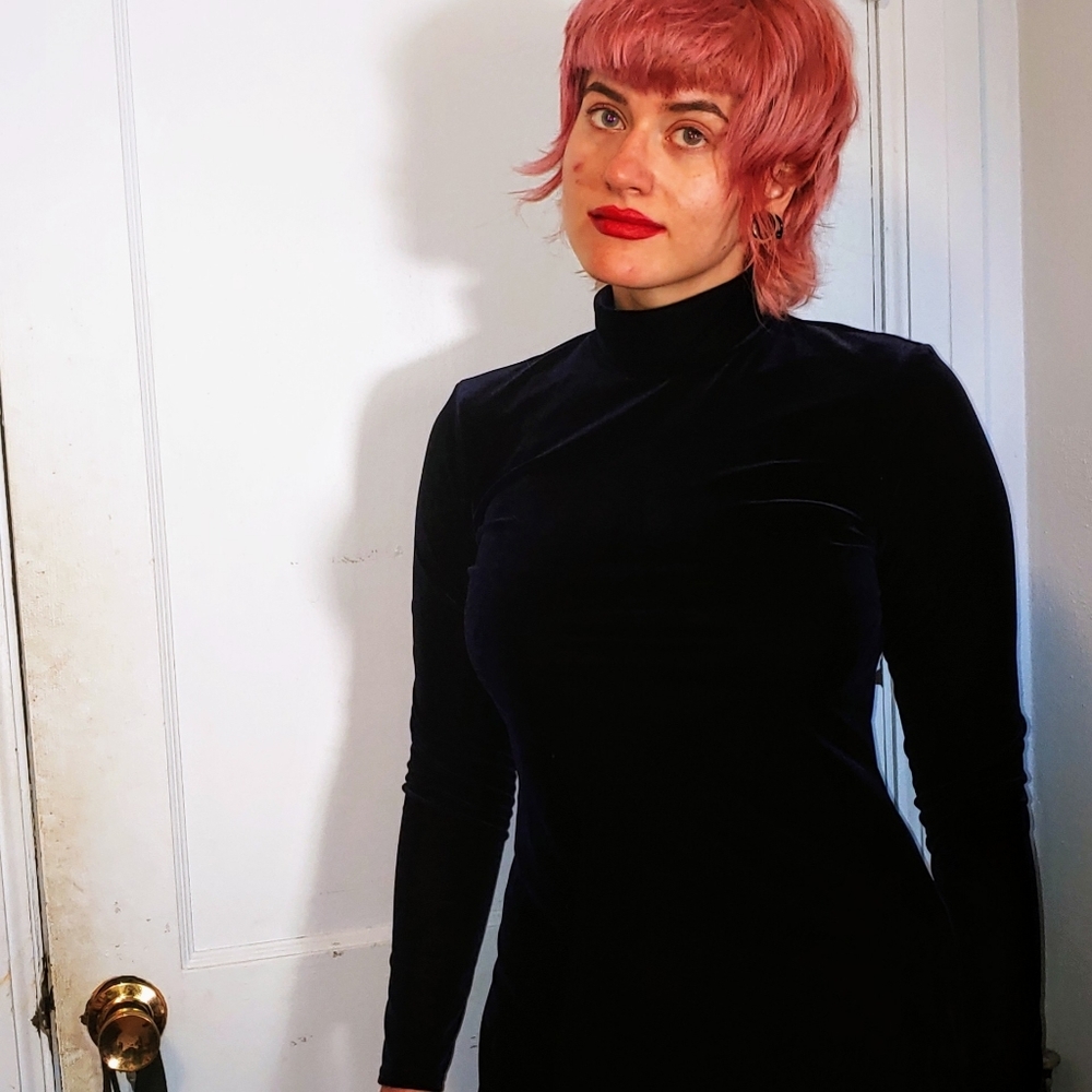 Vintage My Michelle velvet mock neck dress
